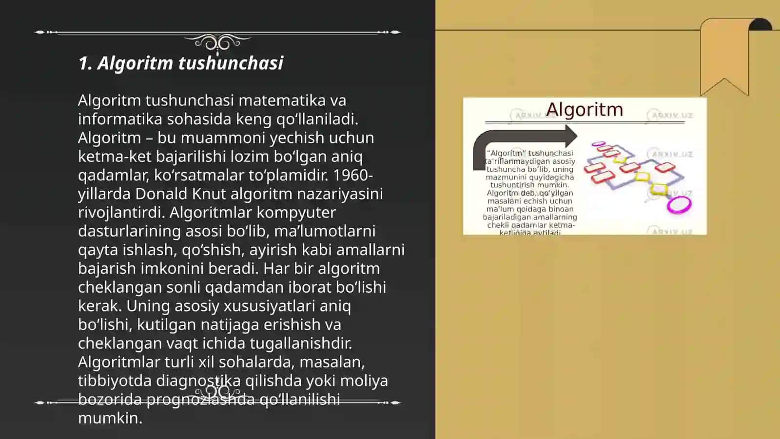Algoritimlar xossalari va algaritim turlari 3
