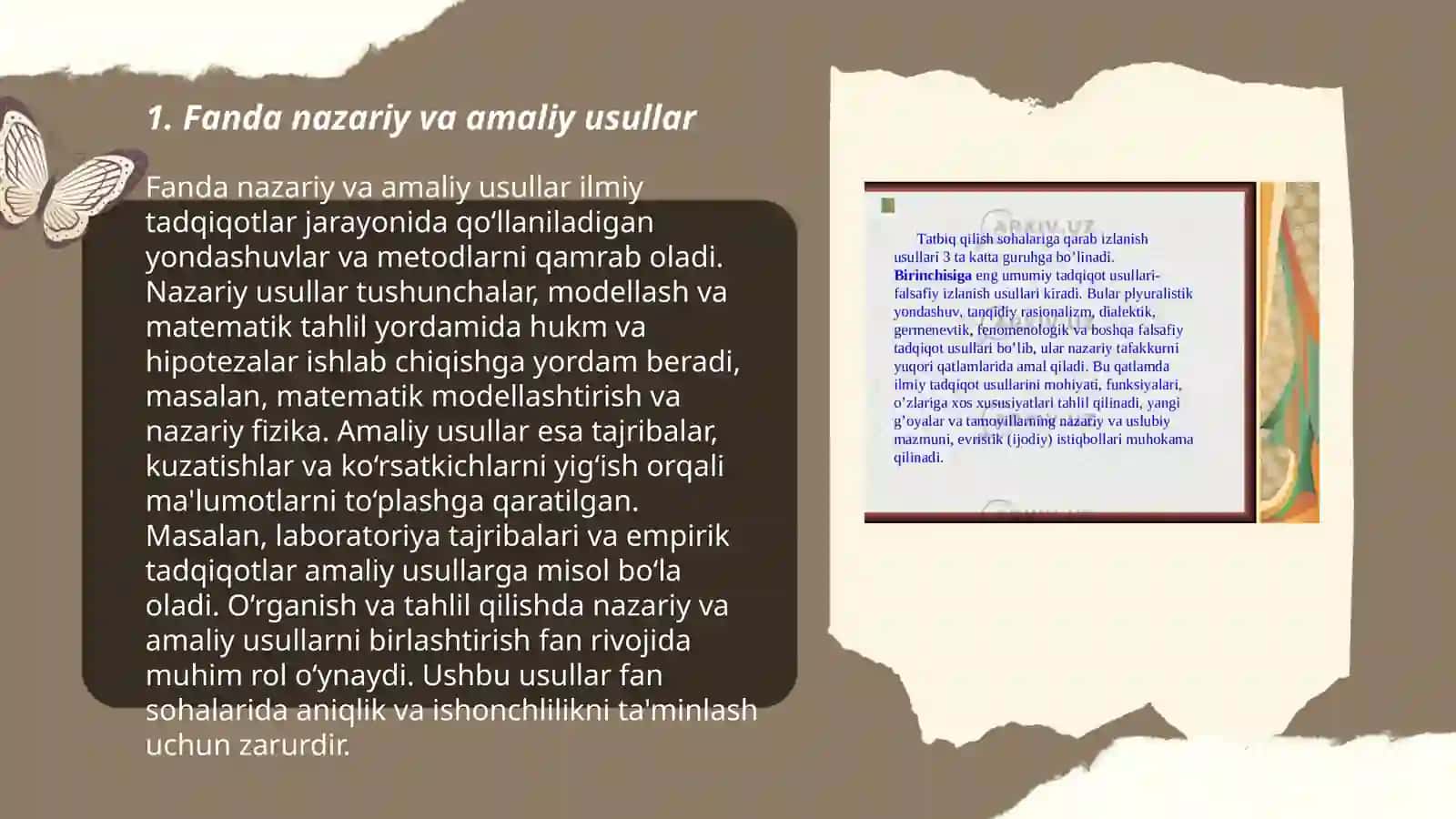 Fanda metod va metodologiya masalalari 3