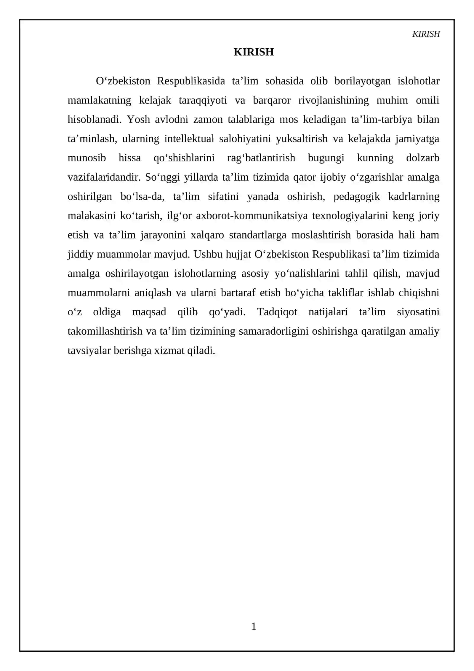 O'zbekiston Respublikasida ta'lim sohasida olib borilayaotgan ilohotlar 3