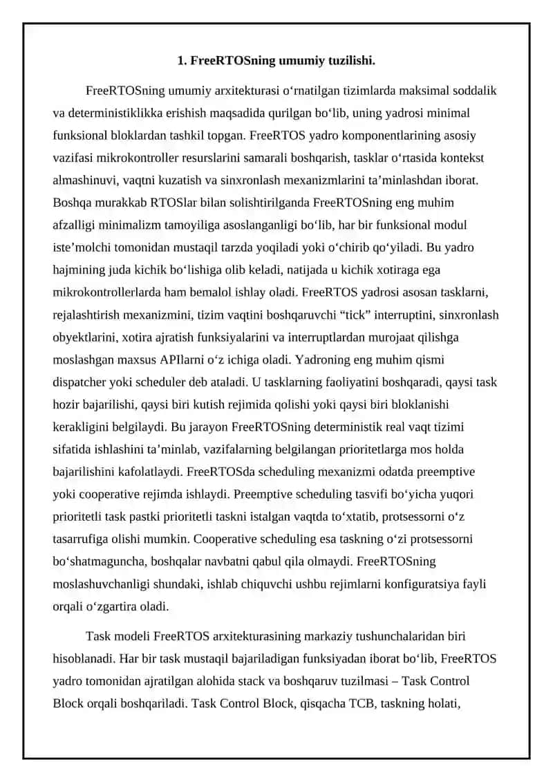 FreeRTOS operatsion tizimi arxitekturasi 3
