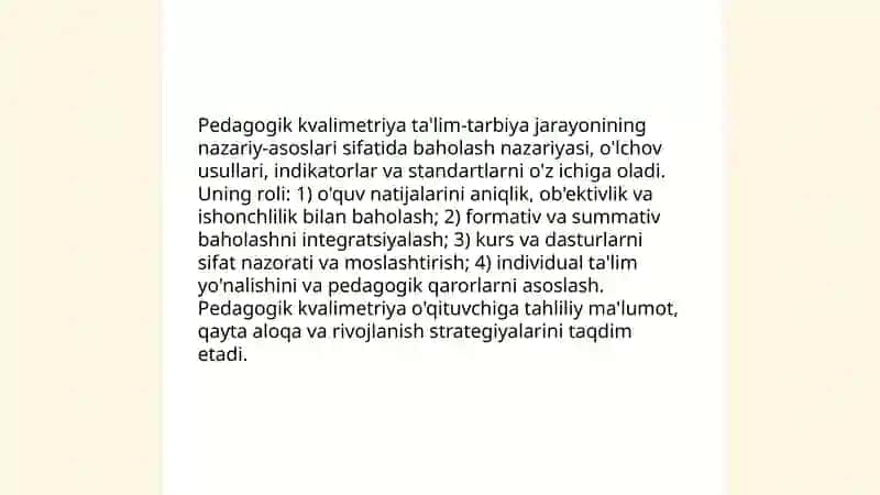 Ta'lim tarbiya jarayonida Pedagogik kvalimetriya metodlari dan foydalanish metodlari 3