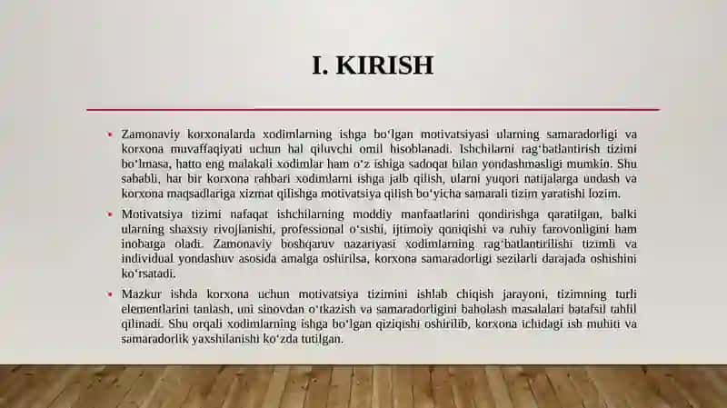 Korxona Uchun Motivatsiya Tizimini Ishlab Chiqish Va Sinovdan O'tkazish 3