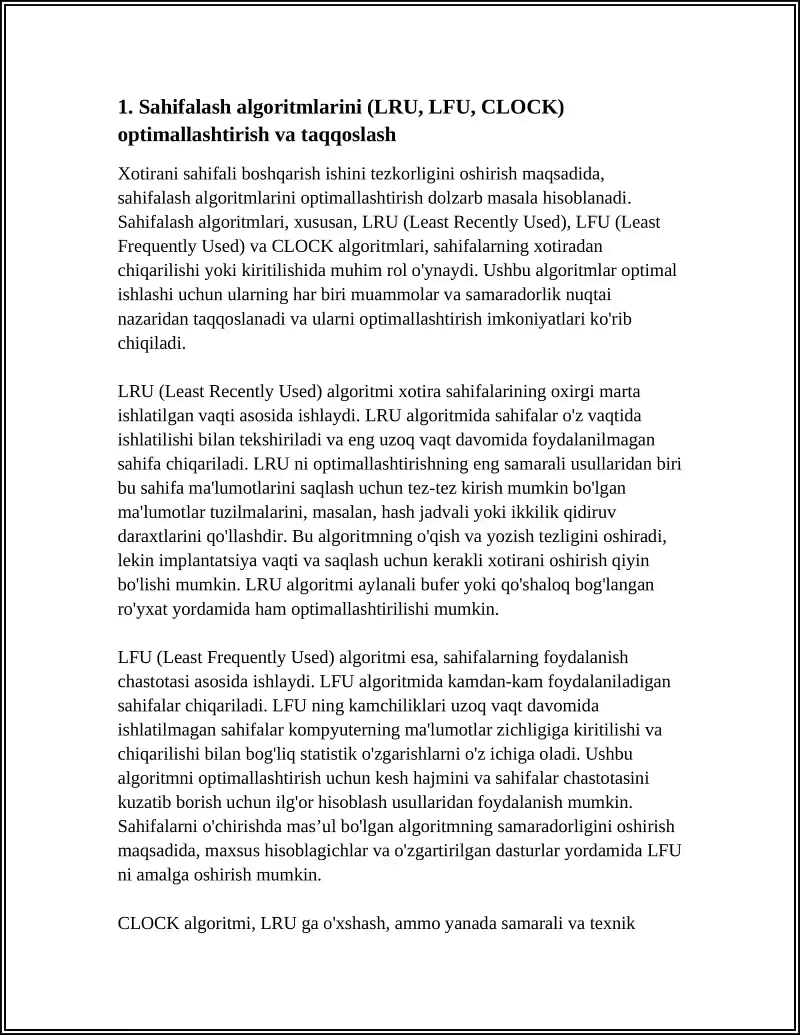 XOTIRANI SAHIFALI BOSHQARISH ISHI TEZKORLIGINI OSHIRISH 3
