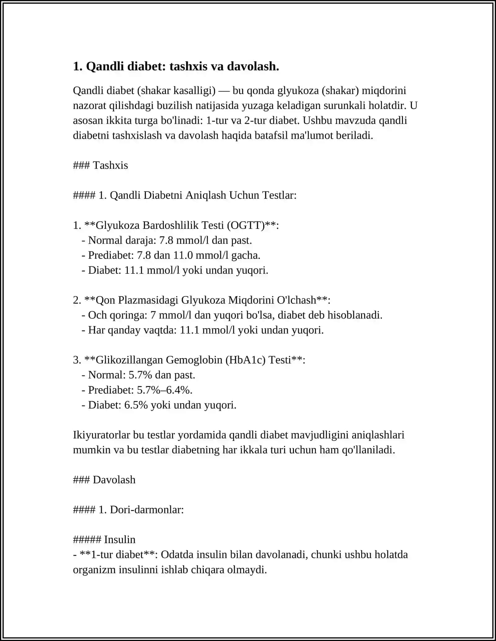 QANDLI DIABET VA OCHLIKDA KETONURIYA VA KETONEMIYA. XOLESTRIN TASHILISHIDA QATNASHUVCHI APO-OQSILLAR 3