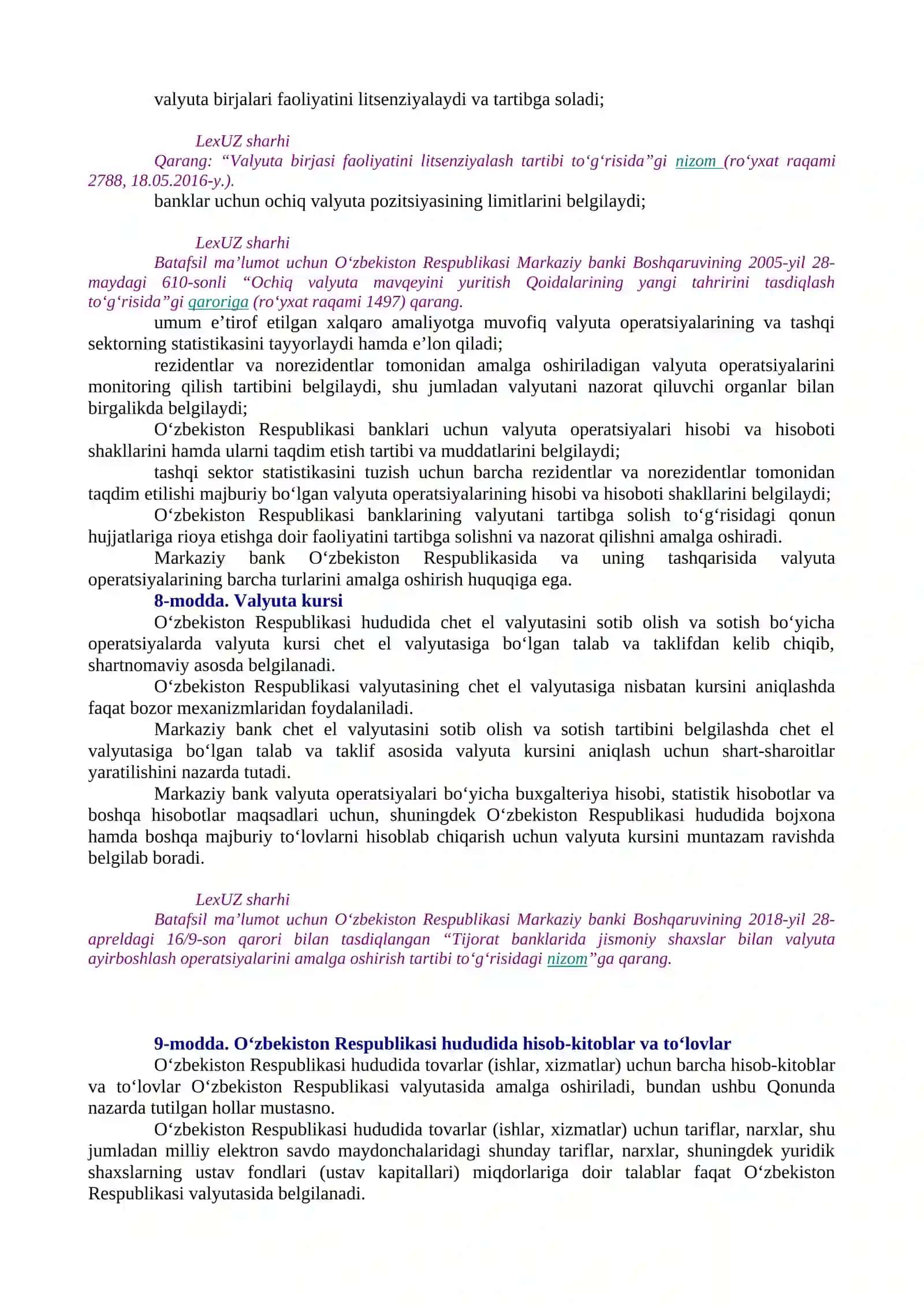 Valyutani tartibga solish to‘g‘risida”gi O‘zbekiston Respublikasi Qonuniga o‘zgartish va qo‘shimchalar kiritish haqida 3