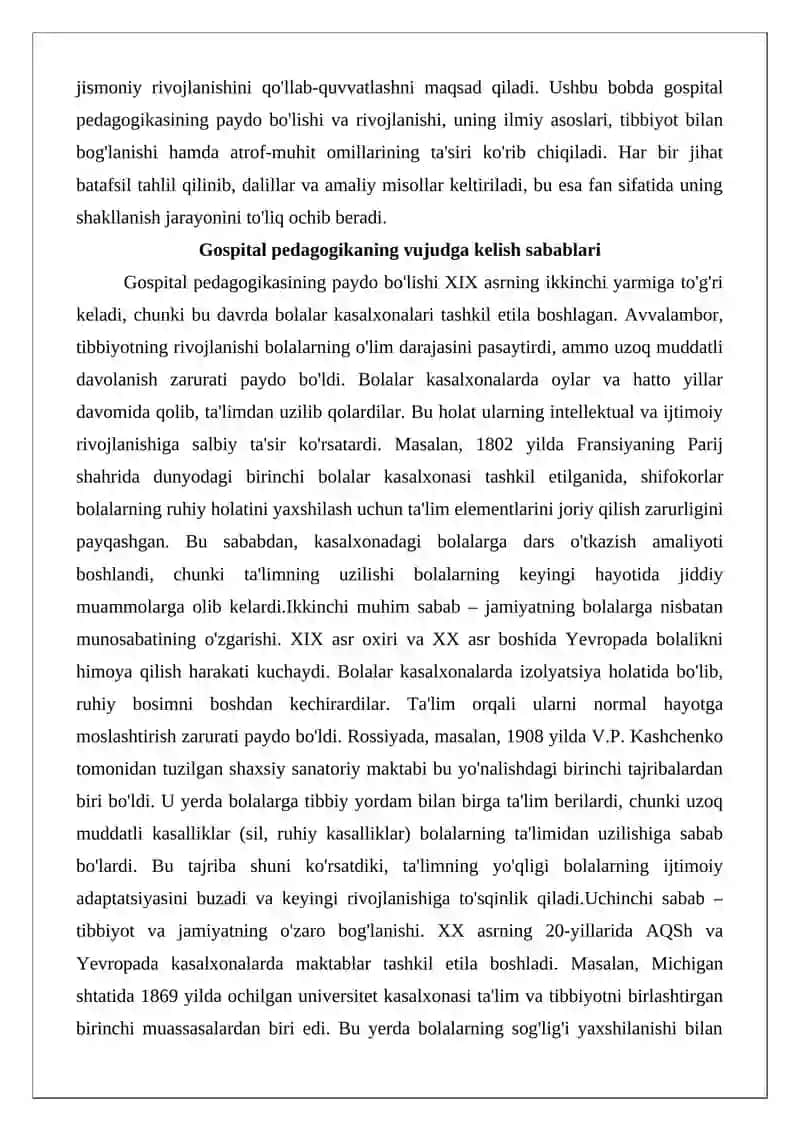 Gospital pedagogika: fan sifatida shakllanishi va rivojlanish tarixi 3