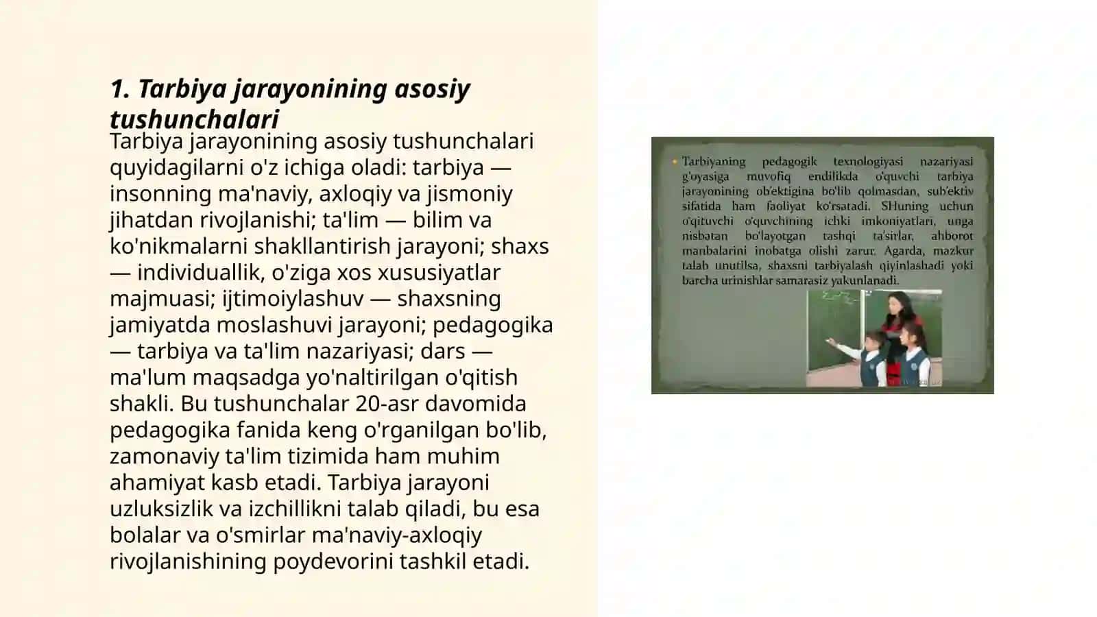 Tarbiya jarayonining mohiyati, mazmuni, tarbiya tamoillari va metodlari 3