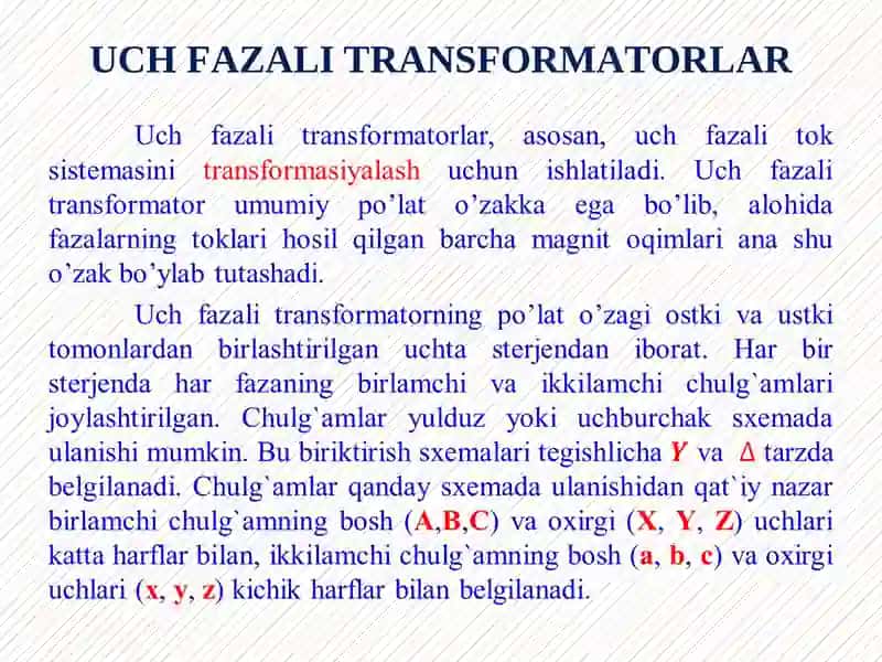 UCH FАZАLI TRАNSFОRMАTОRLАR 3