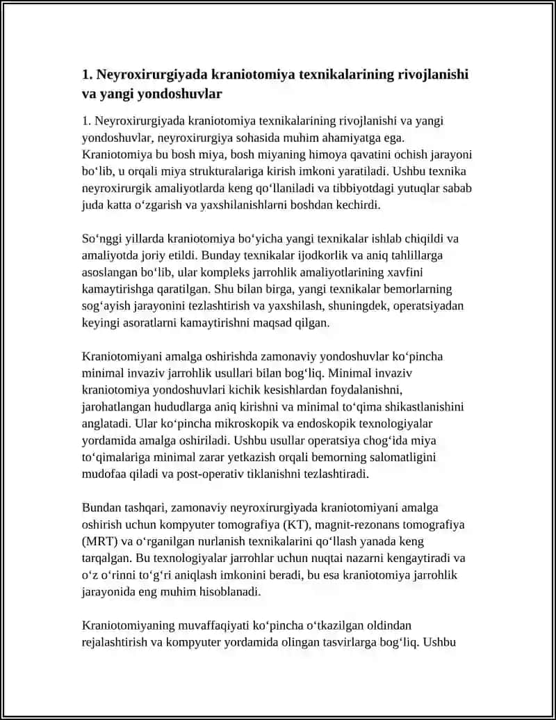 NEYROXIRURGIYADA QOʻLGA KIRITILGAN YUTUQLAR. KRANIOTOMIYA VA KRANIOPLASTIKA 3