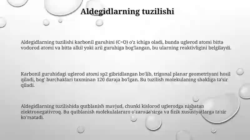 Aldegidlarning tuzilishi, klassifikatsiyasi, nomenklaturasi 3