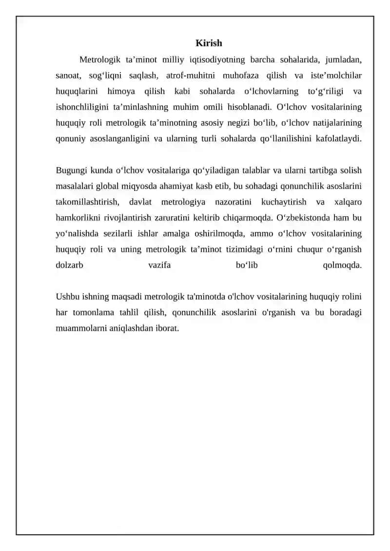 Metrologik taminotda o’lchash vositalarining xuquqiy o’rni 3