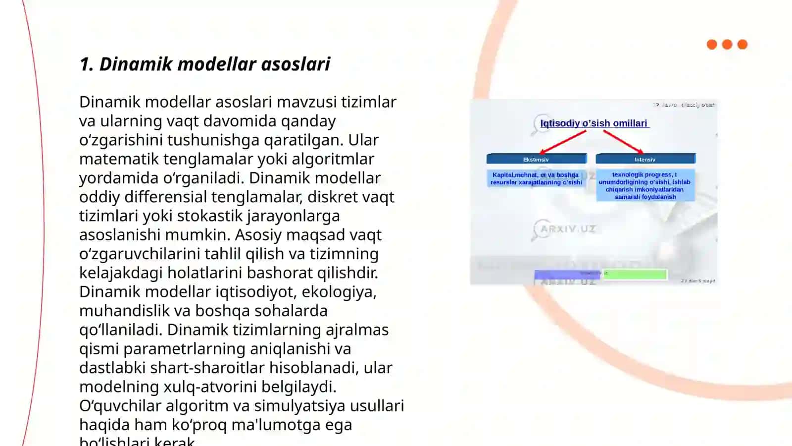 Dinamik modellardan foydalanish texnologiyasi 3