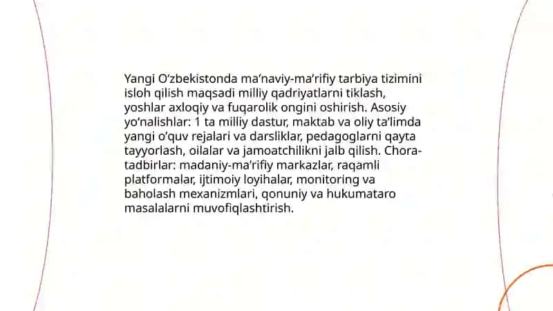 Yangi Oʻzbekistonda maʼnaviy-maʼrifiy tarbiya tizimini isloh qilish 3