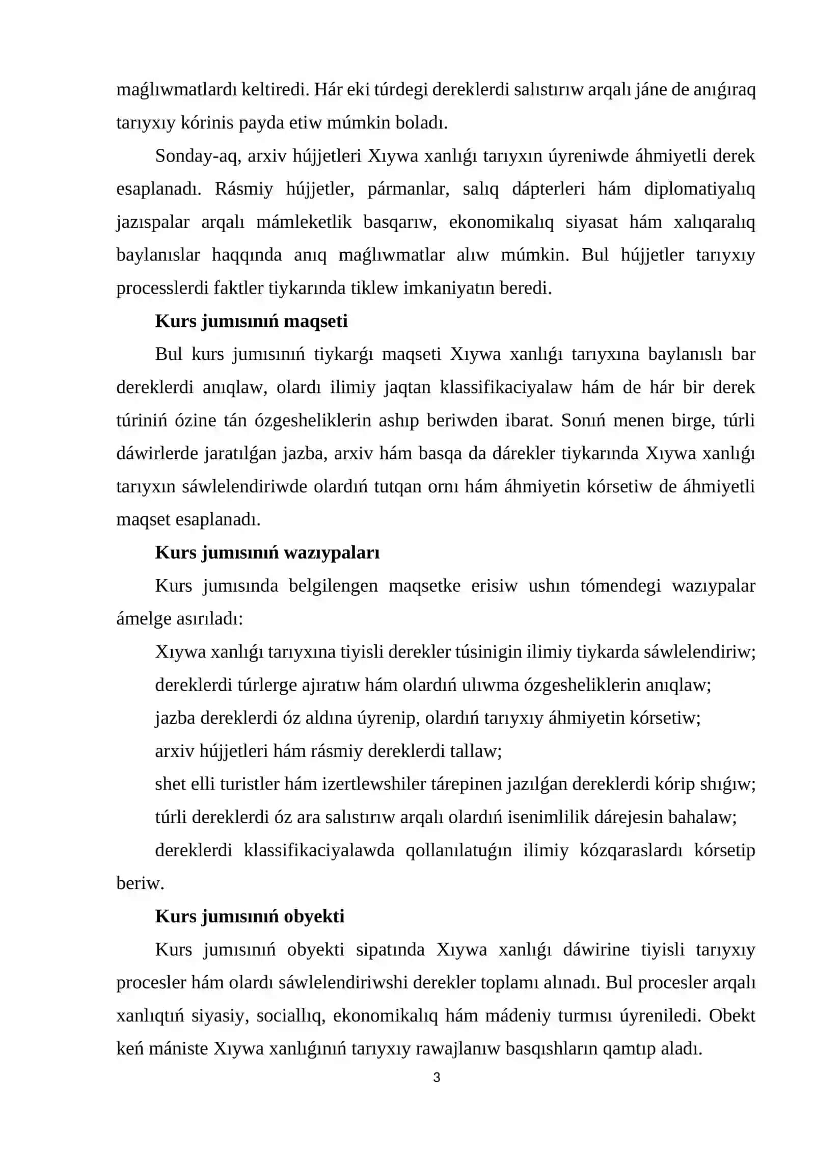 XIYWA XANLIǴI TARIYXINA TIYISLI DEREKLERDI KLASSIFIKACIYALAW HÁM ANALIZLEW 3