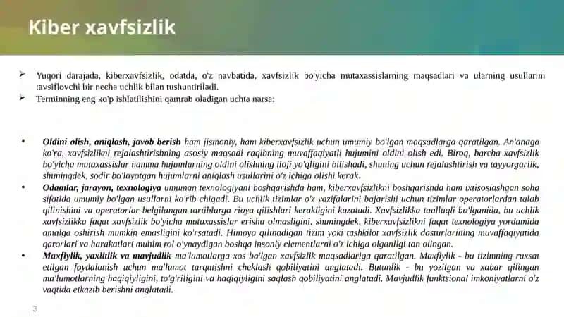 KIBERXAVFSIZLIK SIYOSATI TUSHUNCHASI VA FANGA 3