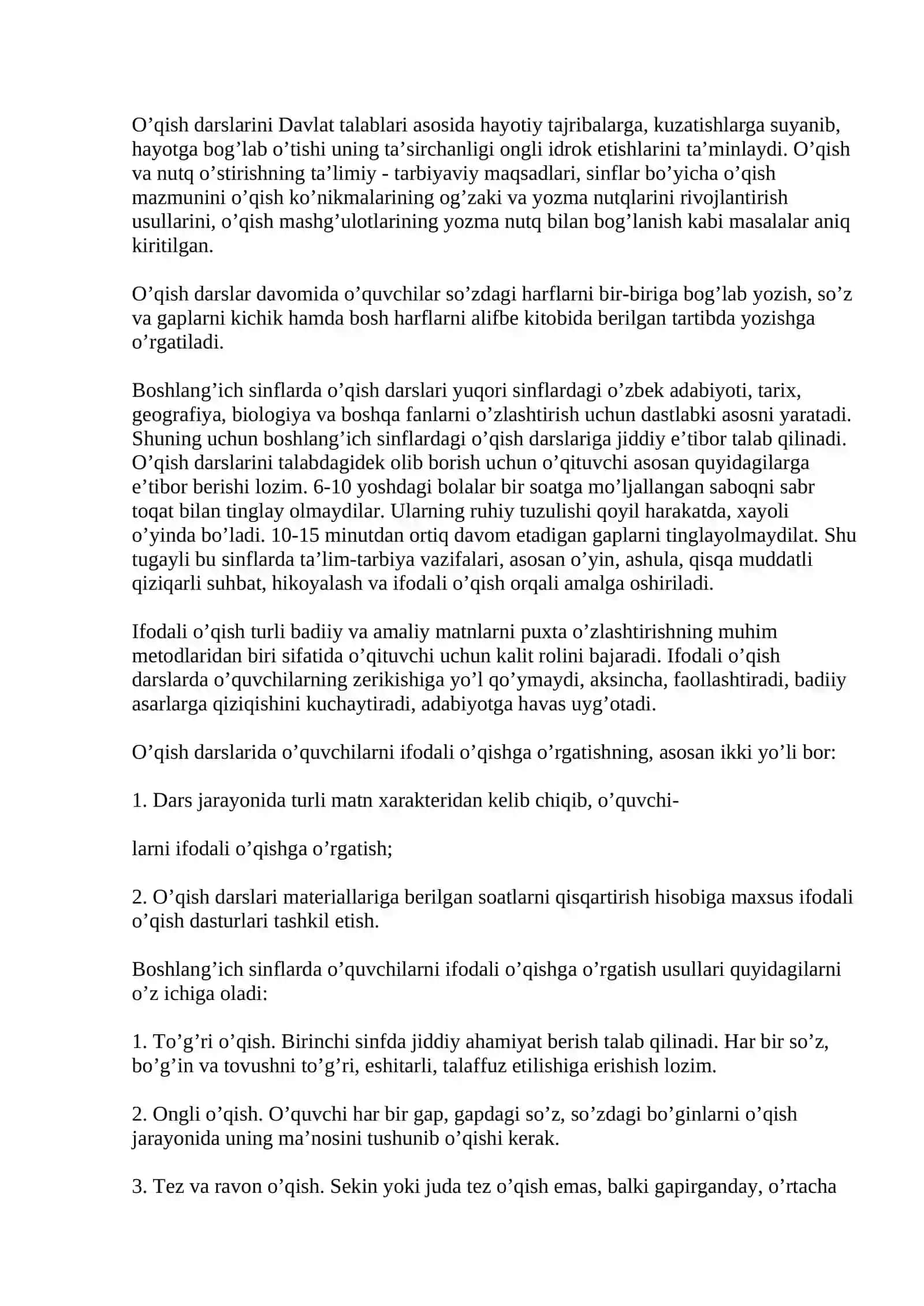 O’qish darslarida mustaqil ishlarni tashkil etish (2-sinf) 3