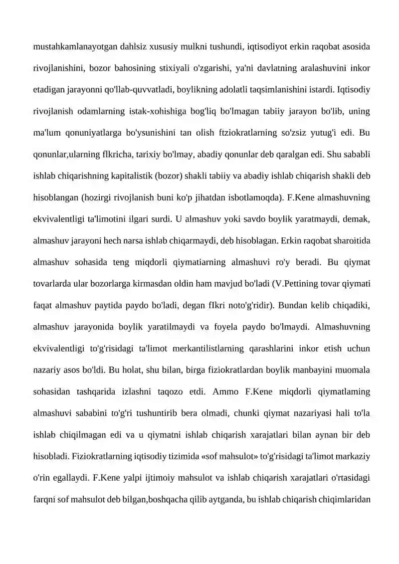 F.Kenening merkantalizm tanqidi 3