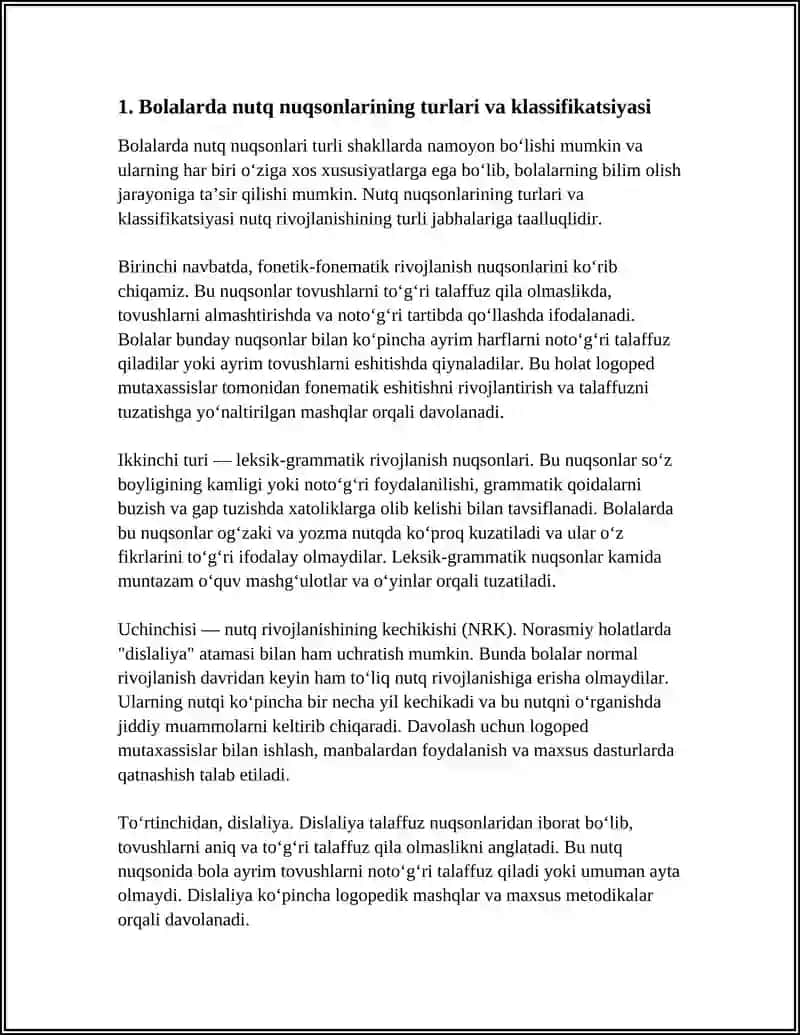 Bolalarda nutq nuqsonlarining turlari va klassifikatsiyasi 3