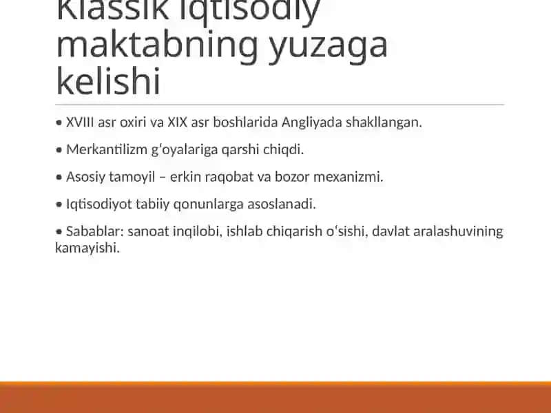 Klassik iqtisodiy maktab va Jon Styuart Millning hissasi 3