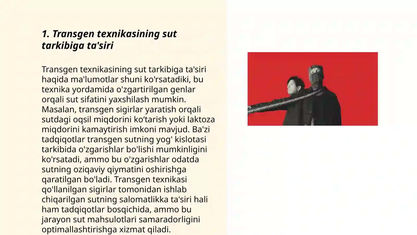 Transgen texnikasidan sut tarkibini yaxshilash maqsadida foydalanish texnologiyasi 3