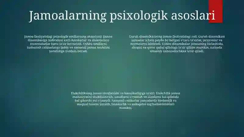 OʻQuv Jamoasini Boshqarishning Psixologik Asoslari 3