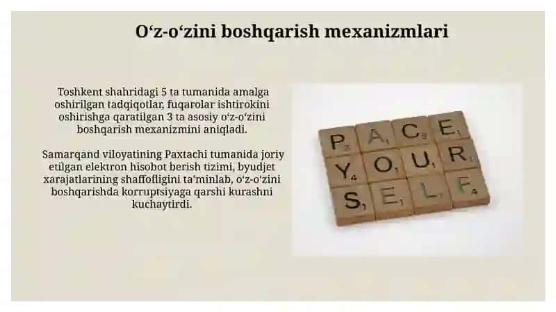 O'z-o'zini boshqarish va samaradorlik uchun javobgarlik 3