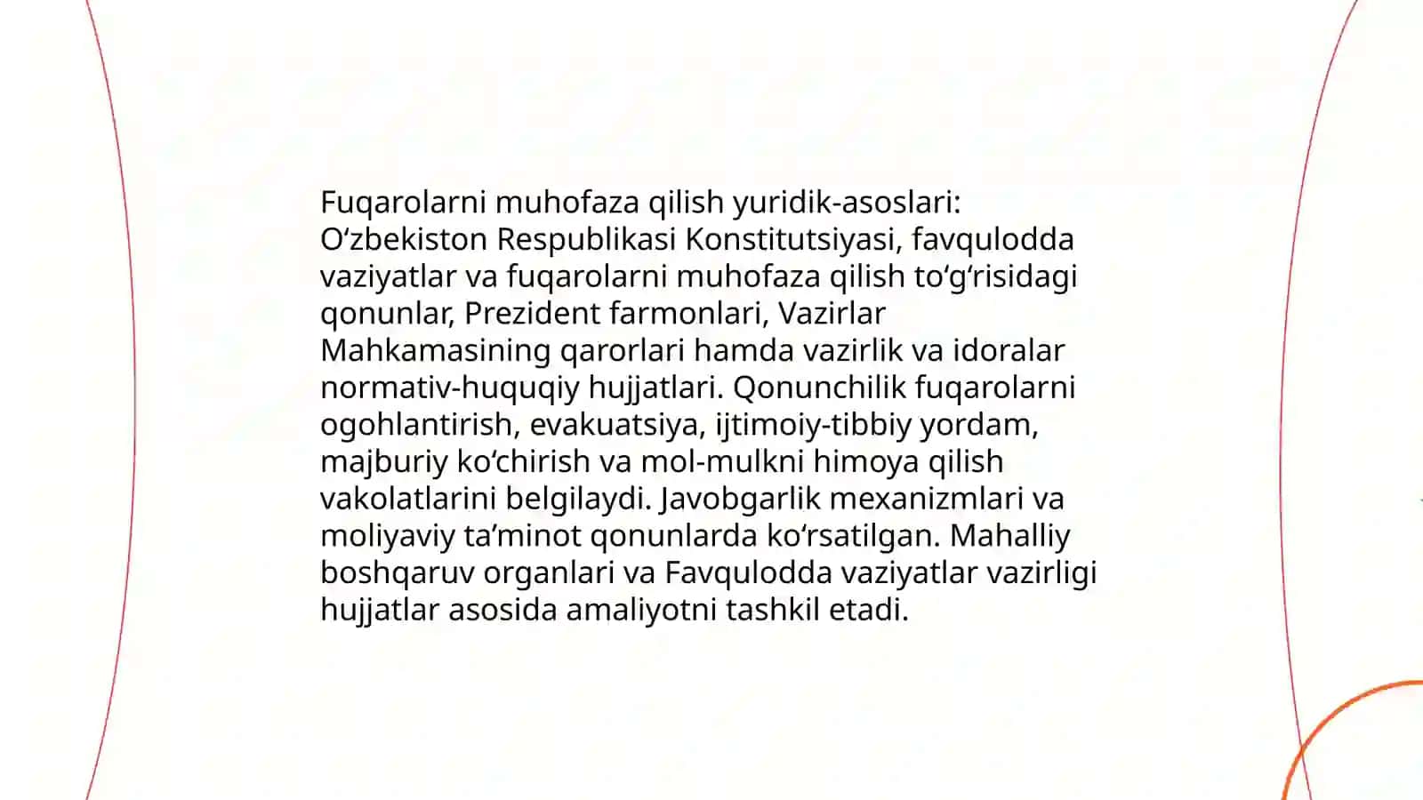 Favqulodda vaziyatlarda fuqaro muhofazasining vazifalari. Favqulodda vaziyatlarda ogohlantirish va xarakat qilish davlat tizimi 3