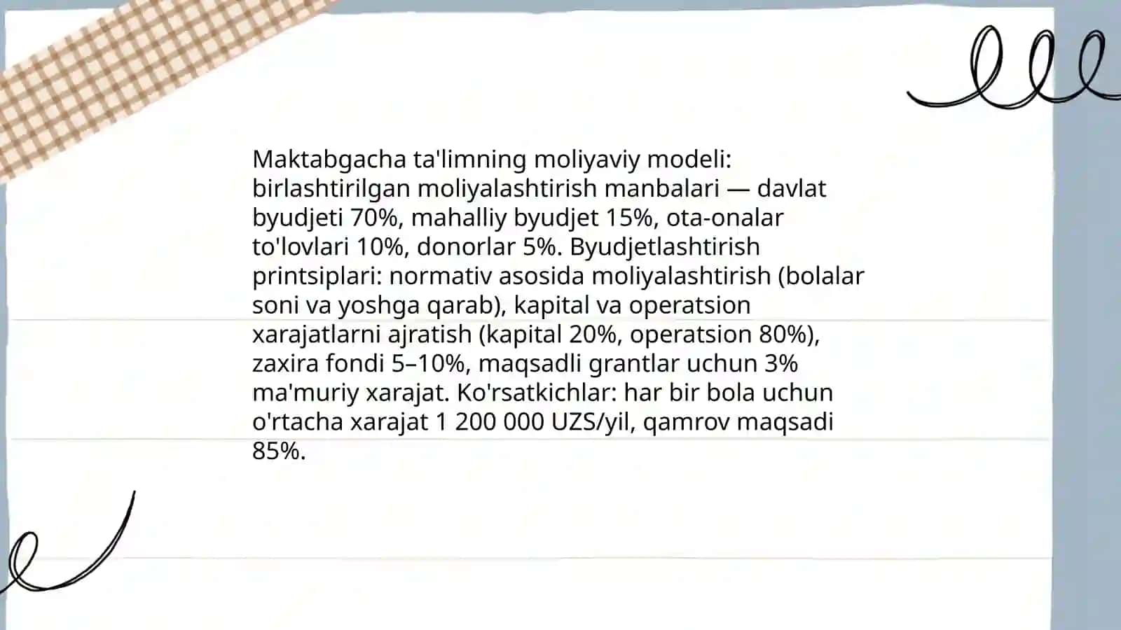 Maktabgacha taʼlimni rivojlantirish va moliyaviy taʼminlash 3