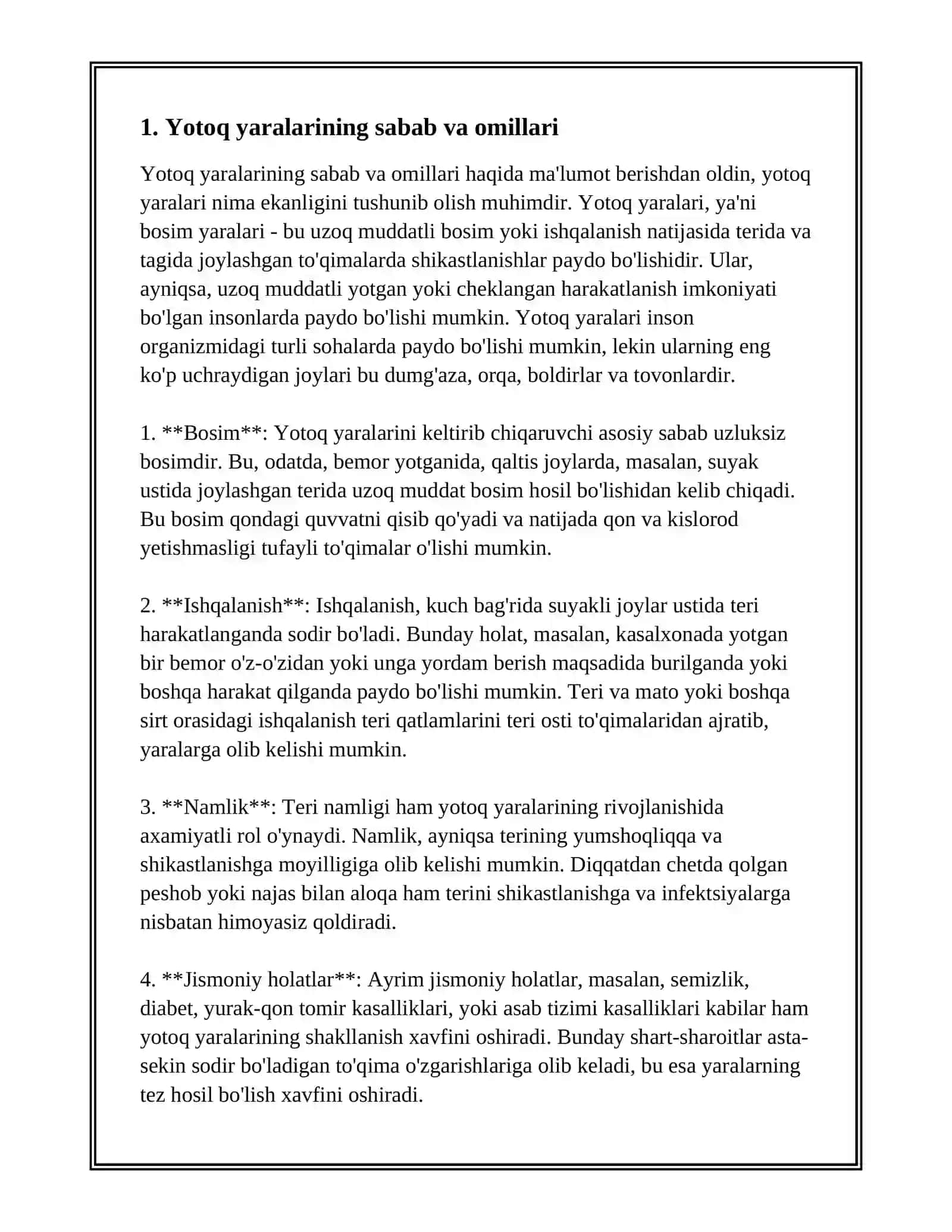 BEMORLARDA YOTOQ YARALARINI OLDINI OLISH 3