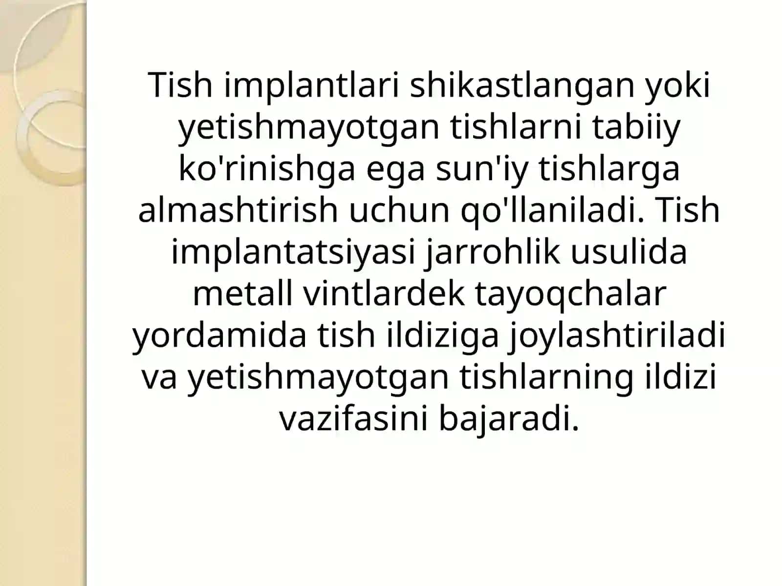 Tish implantlari, ko`rsatma va qarshi ko`rsatmalar, implantatsiya bosqichlari va usullari 3