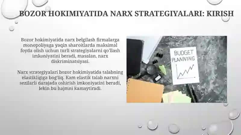 Bozor hokimiyatida narx strategiyalari 3