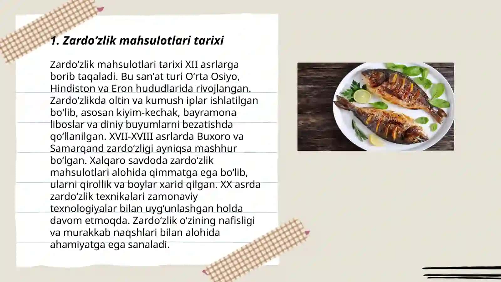 Zardoʻzlik mahsulotlari tarixi 3