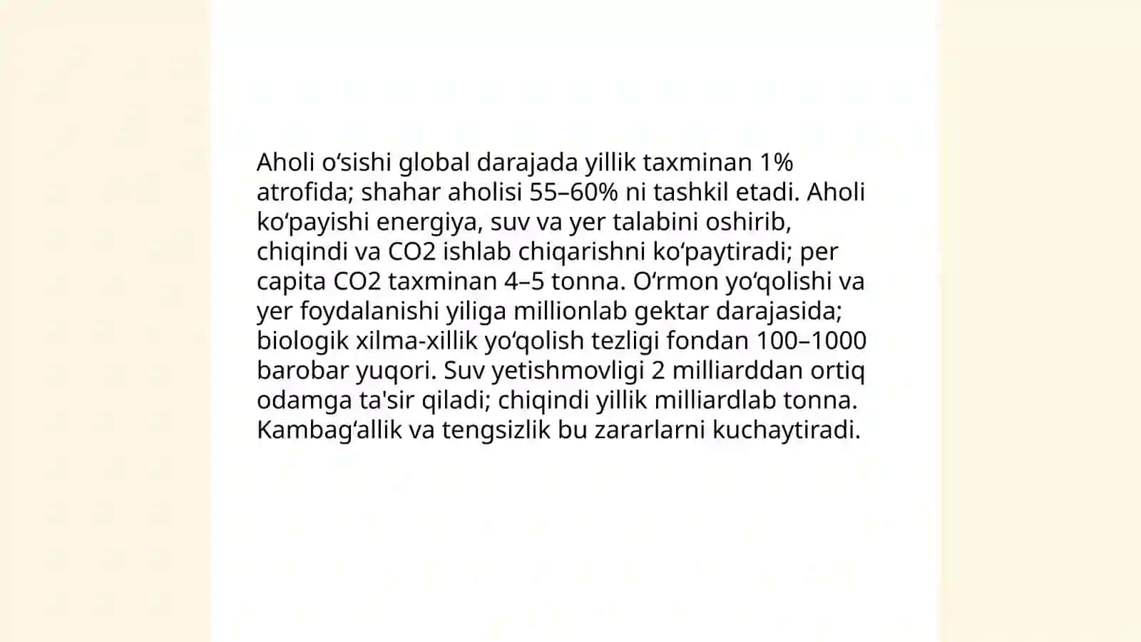 Demografik jarayonlar va ekologiya. Kambag'allik va tengsizlikni o'lchash 3