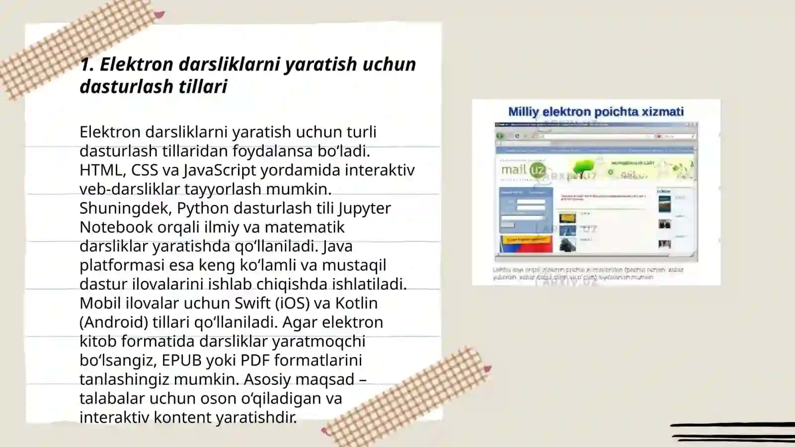 Elektron oʻquv vositalarini yaratish uchun dasturiy vositalar 3