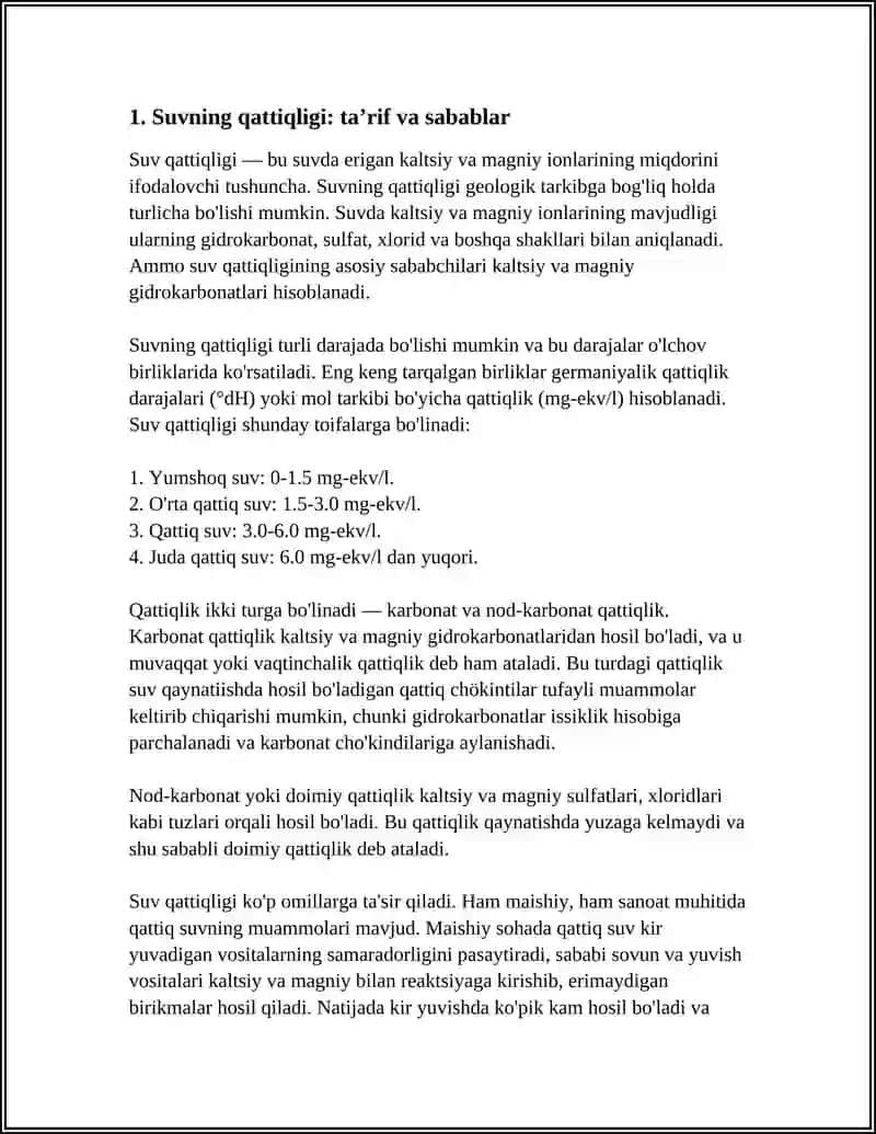 SUVNING QATTIQLIGI VA UNI YO'QOTISH USULLARI 3