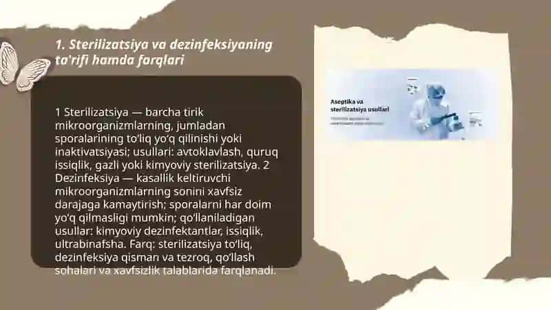 Sterilizatsiya usullari. Aseptika. Antiseptika 3