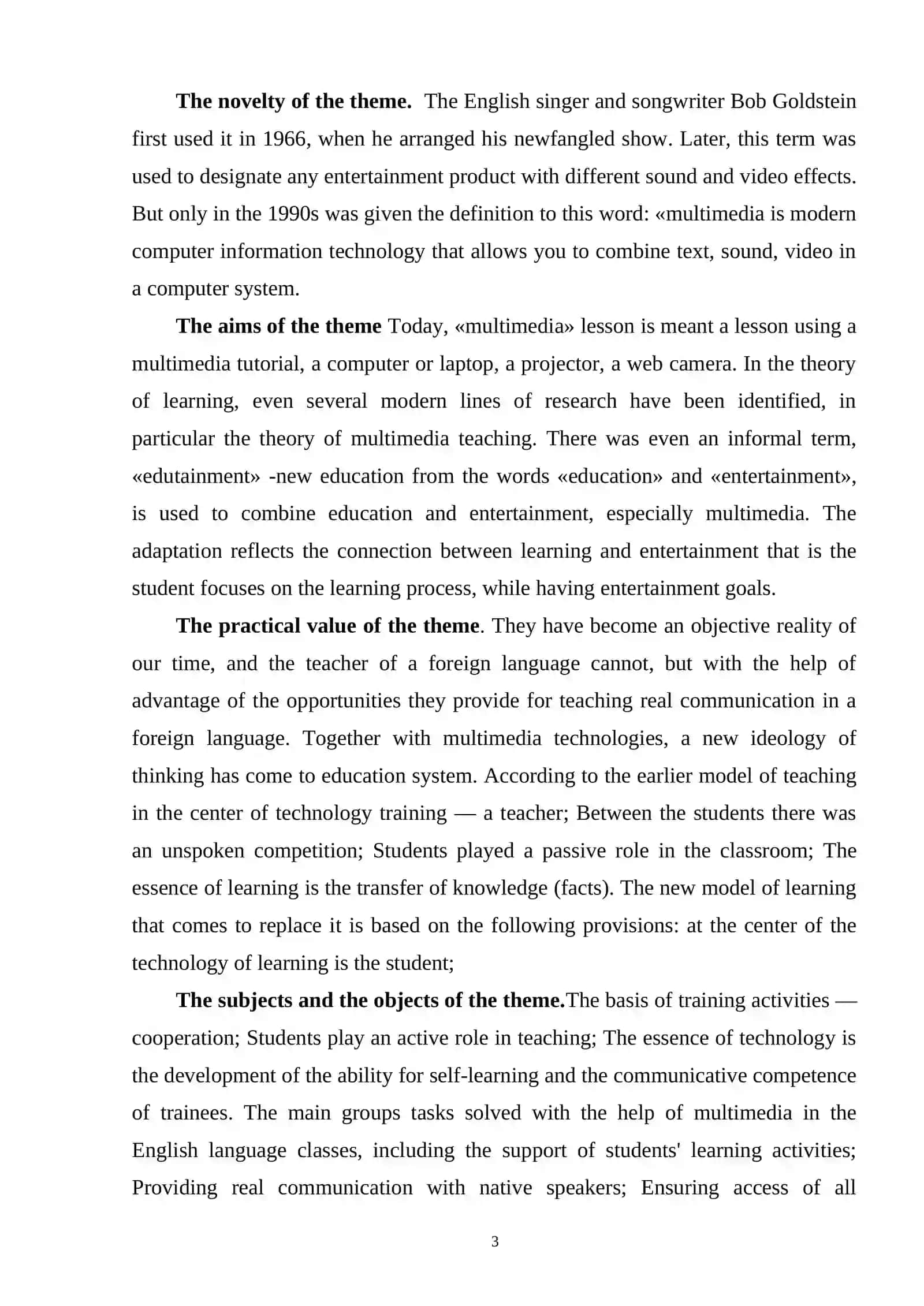 PROBLEM BASED LEARNING AS AN ACTIVE METHOD OF TEACHING READING TO B2 LEVEL LEARNERS 3