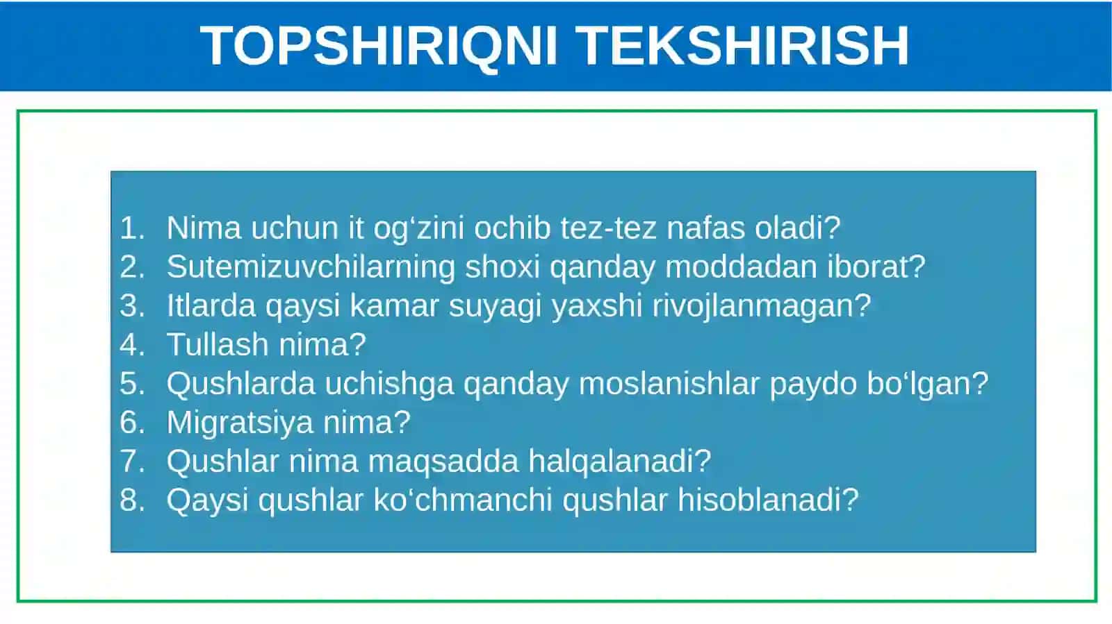 Itningichkituzilishi - Biologiya 7sinf DARS REJASI 3