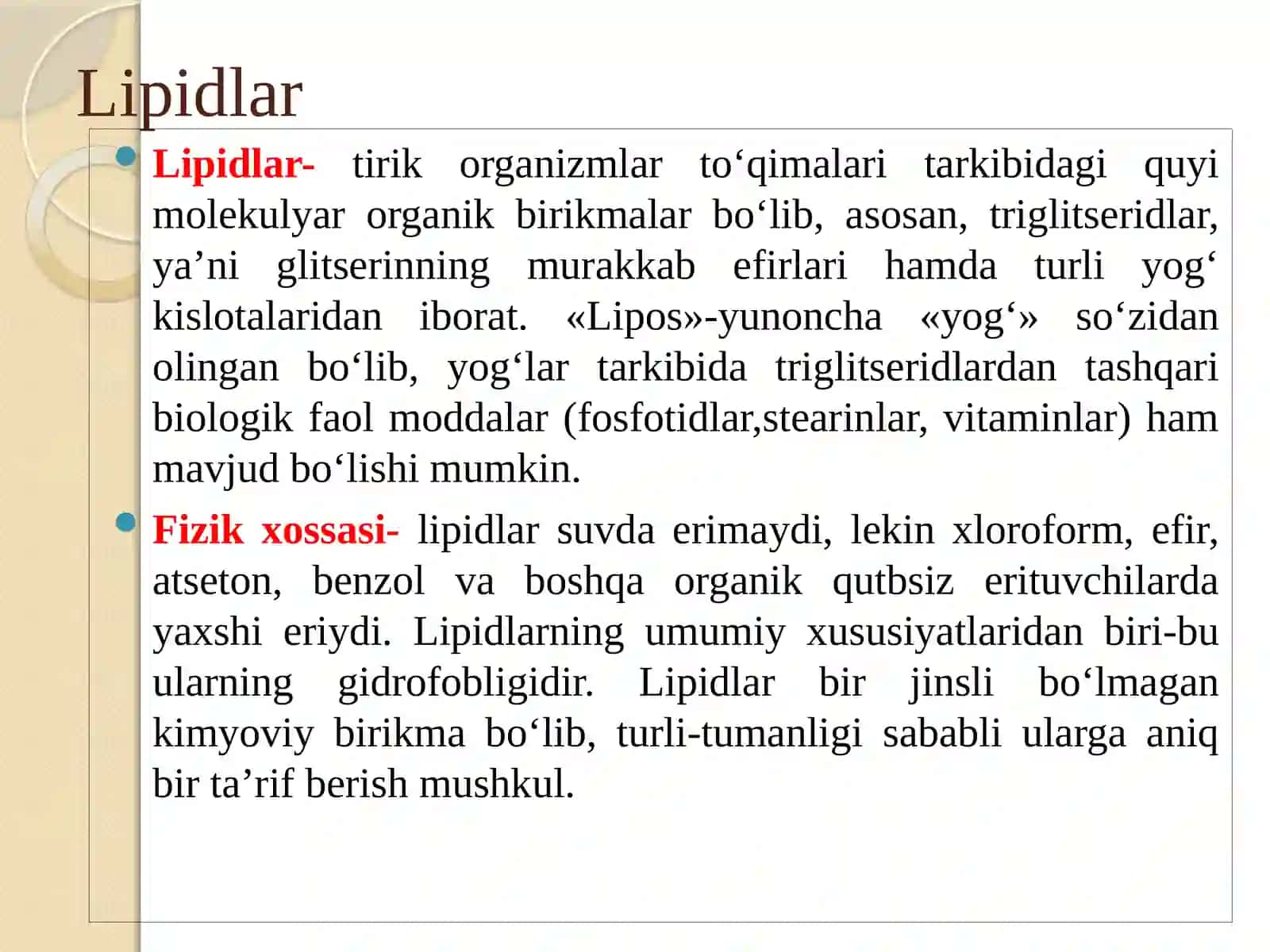 Lipidlar.Lipidlarning klassifikatsiyasi:Sovunlanadigan lipidlar 3