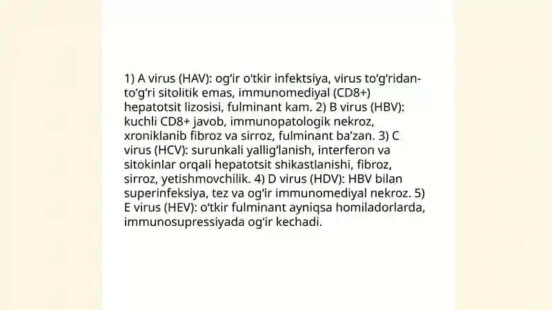 Jigar hujayra yetishmovchiligining sabablari patogenezi rivojlanish koʻrdatkichlari 3