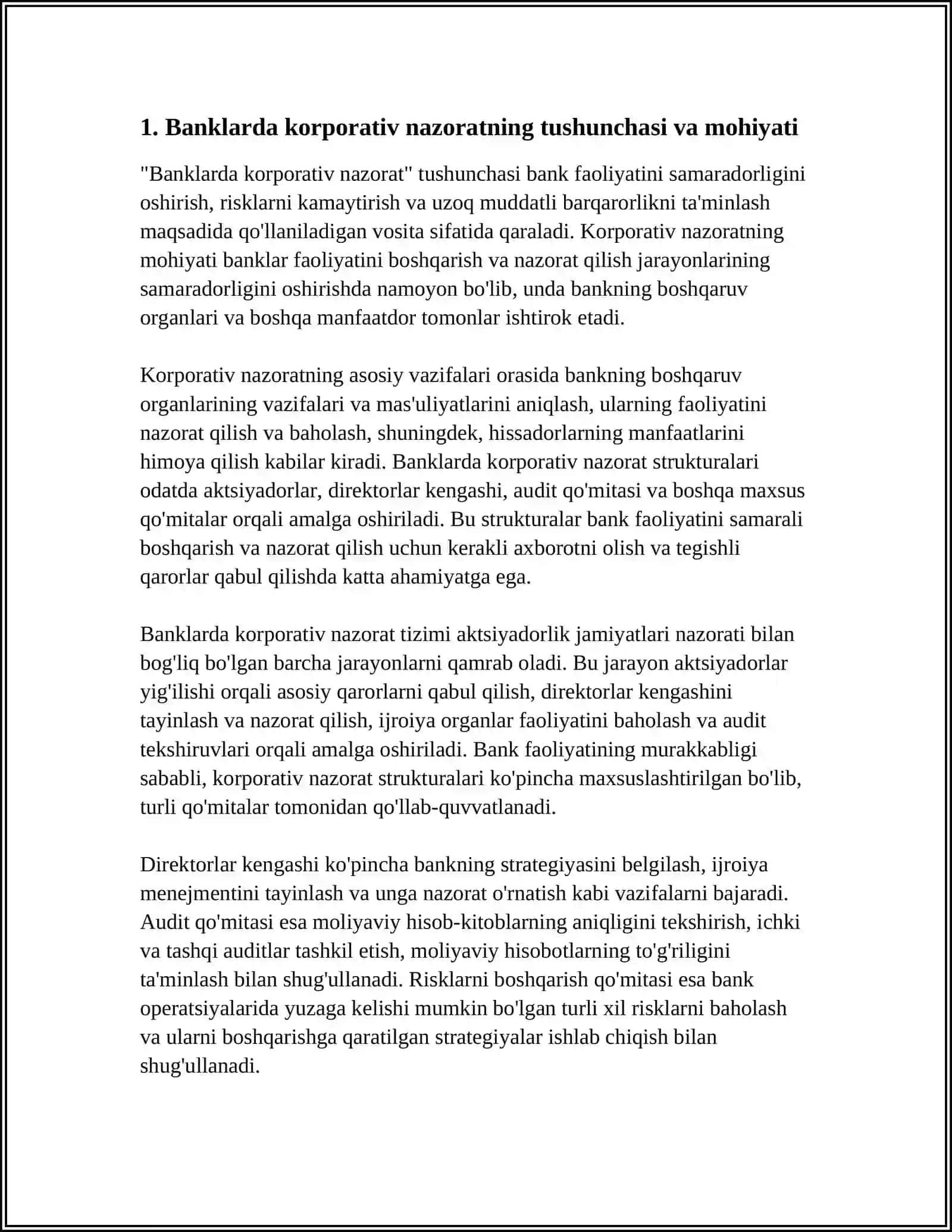 BANKLARDA KORPORATIV: NAZORAT NUQTAYI NAZARI 3