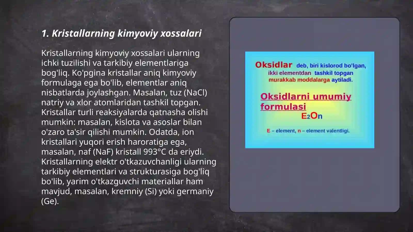 Kristallarning kimyoviy xossalari 3