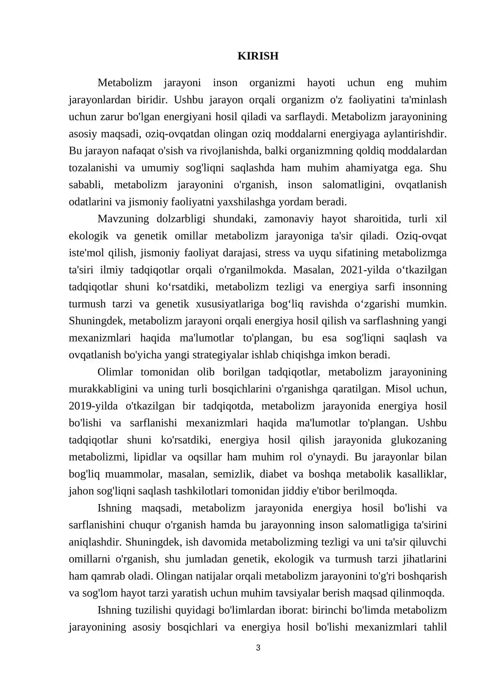 Metabolizm jarayonida energiya hosil boʻlishi va sarflanishi 3