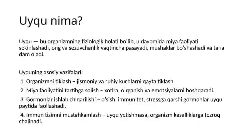 Umumiy jismoniy va hissiy holat uchun uyquning ahamiyati 3