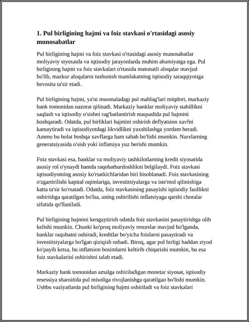PUL BIRLIGINING FOIZ STAFKASIGA TA'SIRI 3