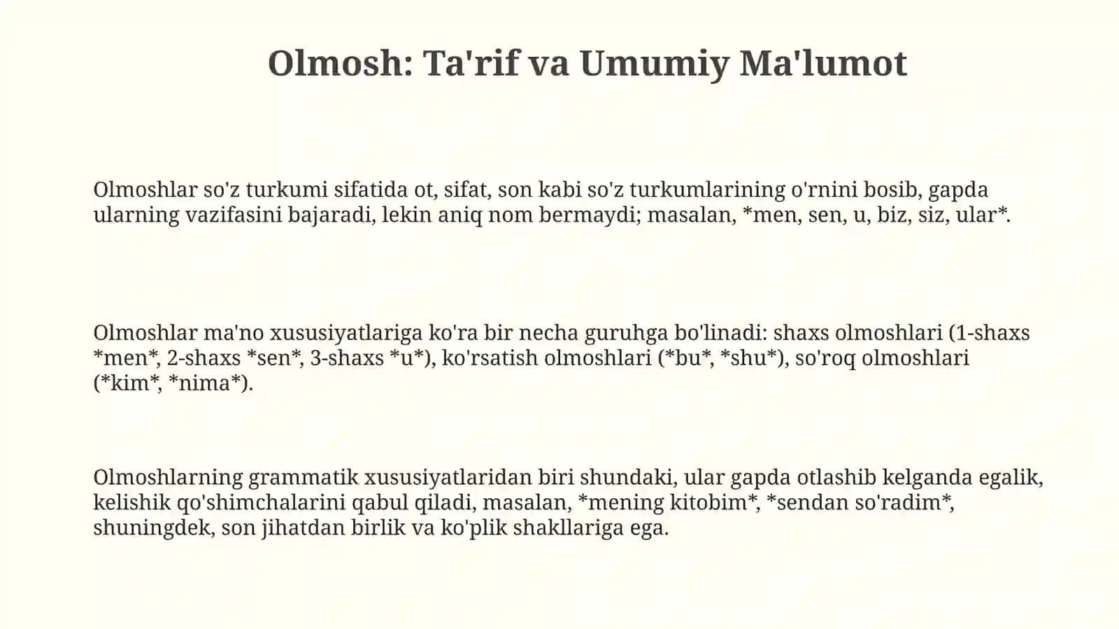 Olmosh uninggrammatikxususiyatlari 3