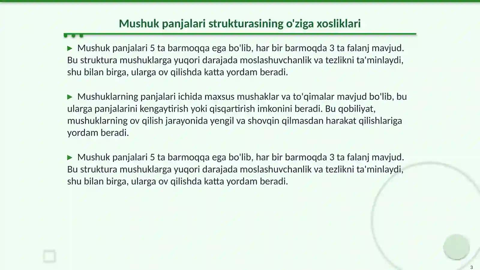 Mushuk panjalarining ayri bòlishi 3