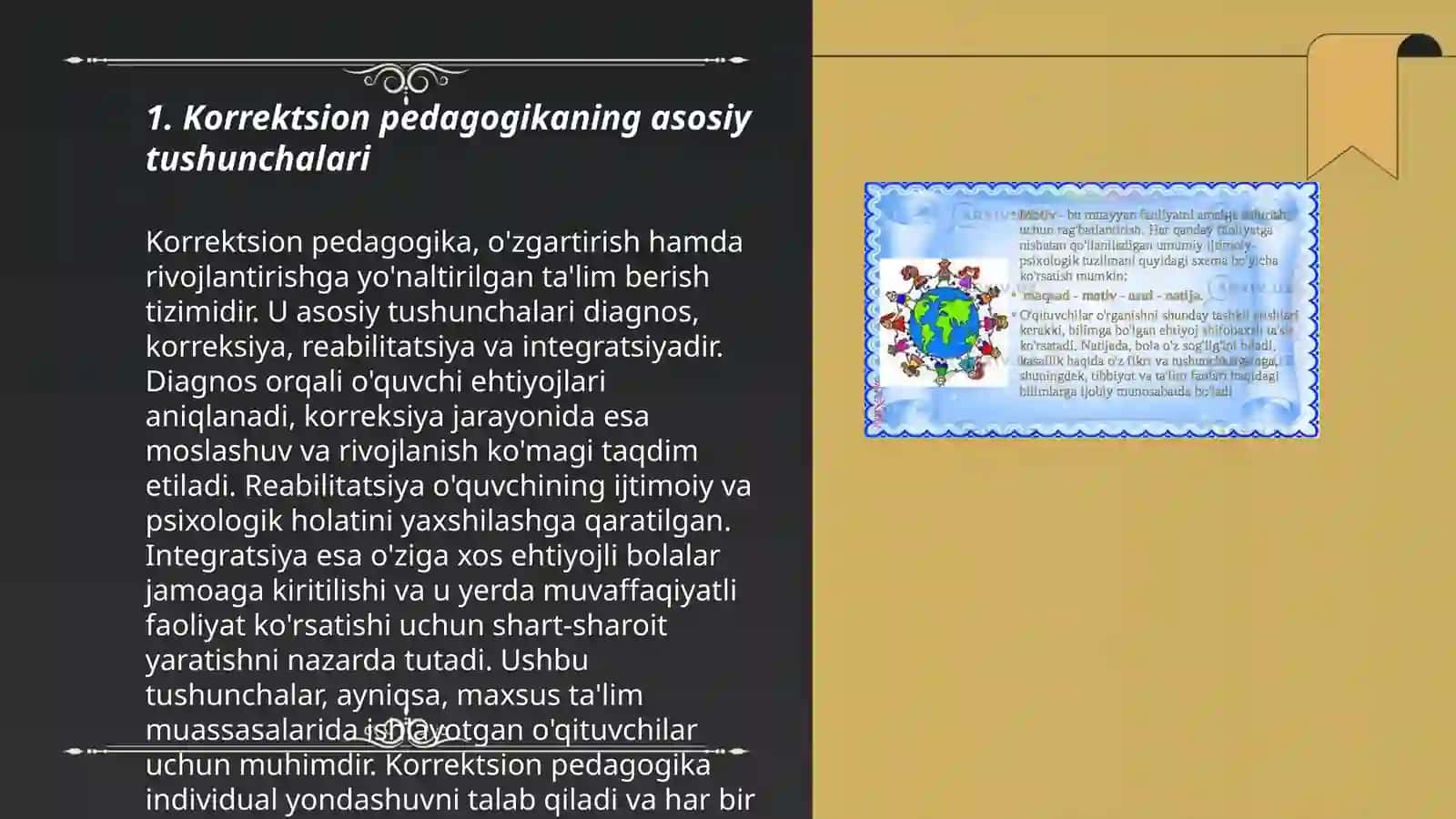 Korrektsion(maxsus) pedagogikaning asosiy vazifalari, tamoyillari va metodlari 3