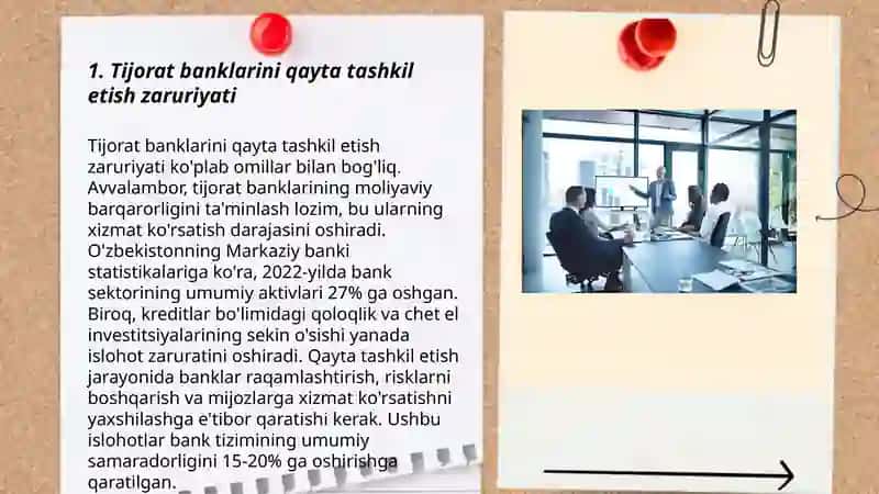 Tijorat banklari faoliyatini qayta tashkil etish shakllari 3