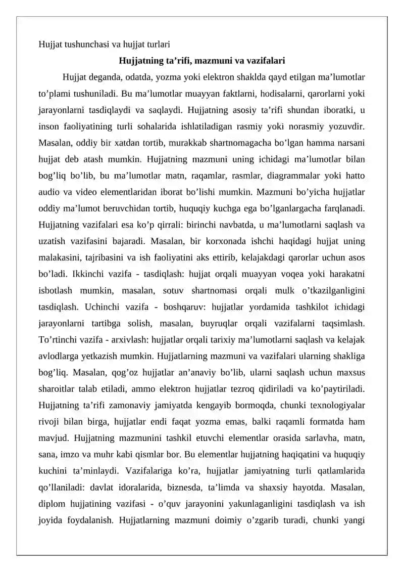 Hujjat turlari va ish yuritish asoslari 3